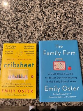 Cribsheet & The Family Firm by Emily Oster - Yellow & Blue Hardcover Set